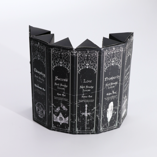 Présentoir à encens en forme de pyramide - Coffret de 5 senteurs et sorts de sorcières anciennes