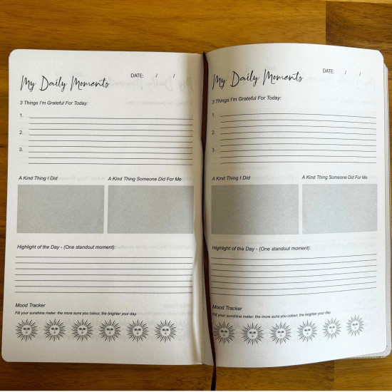 Journal de gratitude noir avec une touche d'espoir - 120 pages - Je suis reconnaissant(e) pour