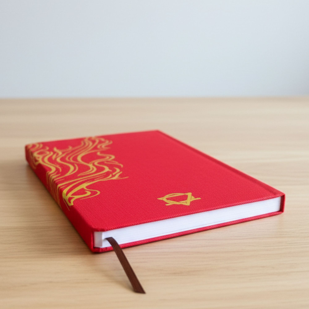 Carnet de bien-être rouge - 120 pages - Mandala doré et lotus