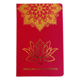 Carnet de bien-être rouge - 120 pages - Mandala doré et lotus