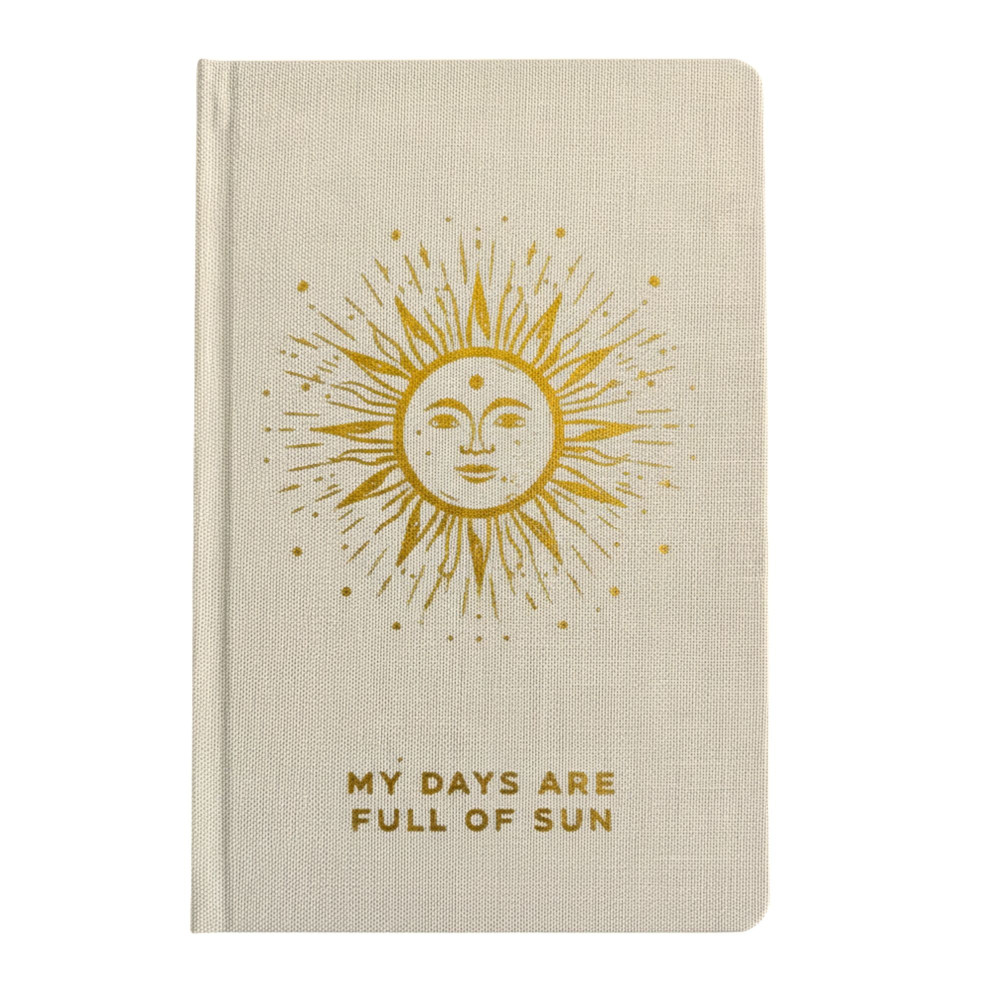 Journal de gratitude ivoire avec doublure dorée - 120 pages - Mes journées sont remplies de soleil