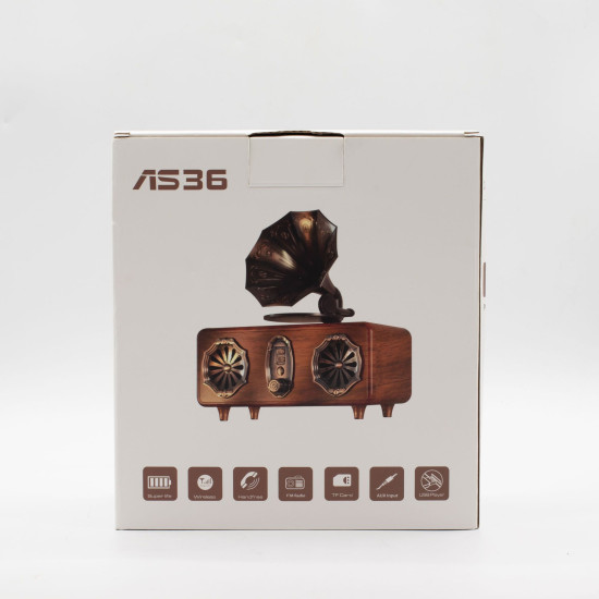 Mini enceinte double gramophone rétro - Bluetooth - 5,4 watts x 2