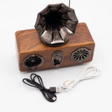 Mini enceinte double gramophone rétro - Bluetooth - 5,4 watts x 2