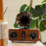 Mini enceinte double gramophone rétro - Bluetooth - 5,4 watts x 2