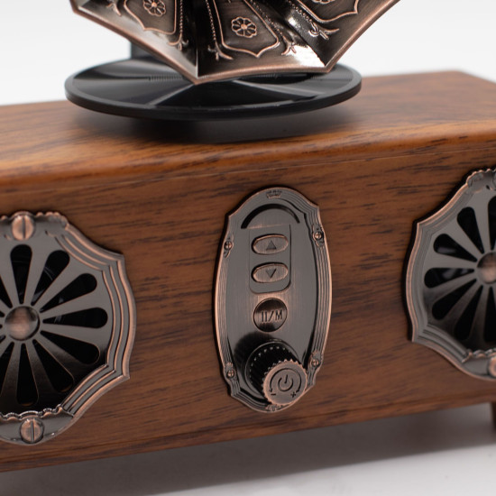 Mini enceinte double gramophone rétro - Bluetooth - 5,4 watts x 2