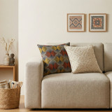 Housse de coussin classique - Crème géométrique neutre - 45 x 45 cm
