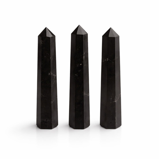 Pointe d'obélisque à six faces en pierre précieuse, environ 11 cm - Tourmaline noire