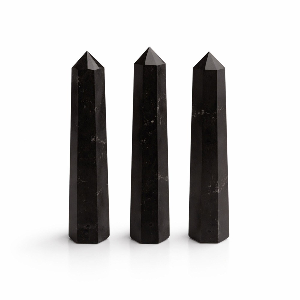 Pointe d'obélisque à six faces en pierre précieuse, environ 11 cm - Tourmaline noire