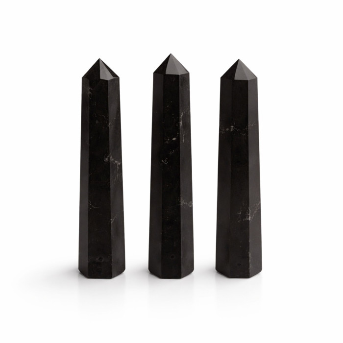 Pointe d'obélisque à six faces en pierre précieuse, environ 11 cm - Tourmaline noire
