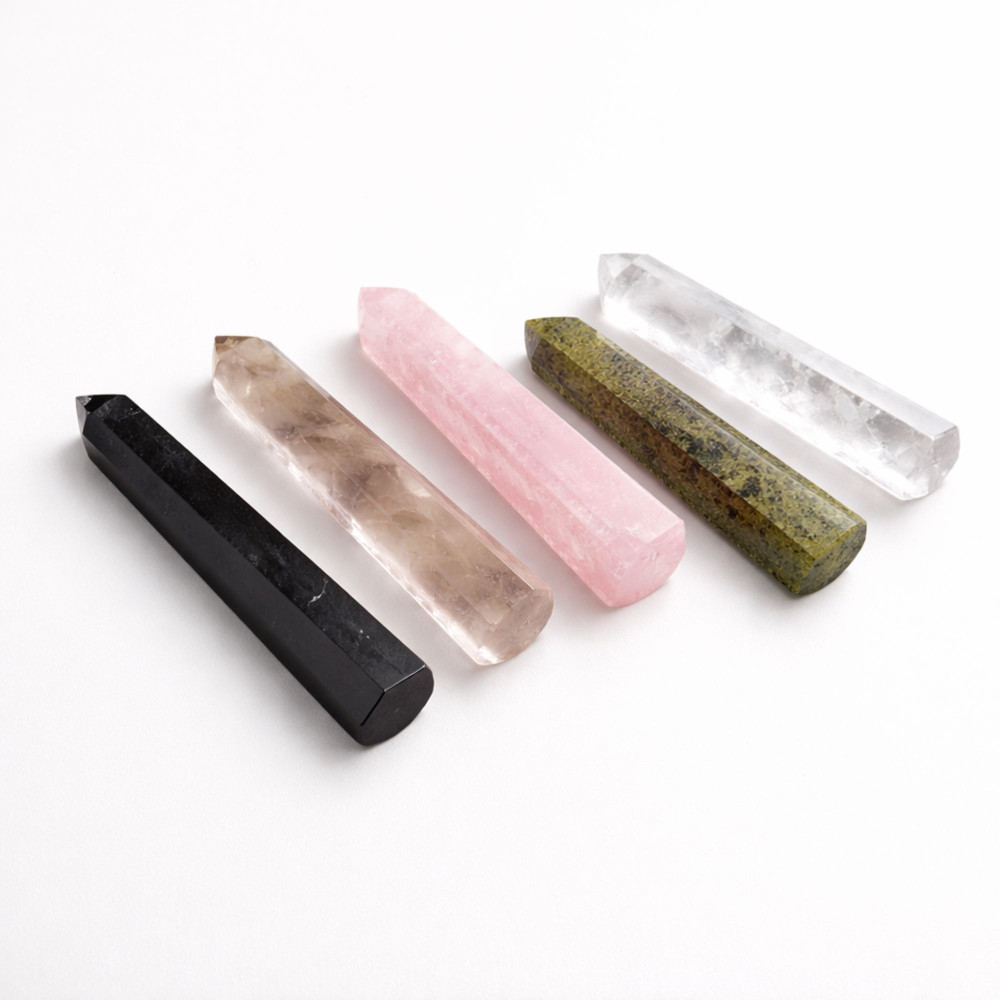 Pointe d'obélisque à six faces en pierre précieuse, environ 11 cm - Quartz rose