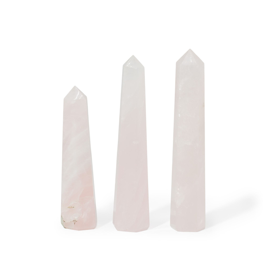 Pointe d'obélisque à six faces en pierre précieuse, environ 11 cm - Quartz rose