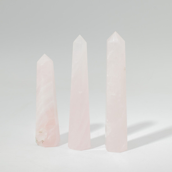 Pointe d'obélisque à six faces en pierre précieuse, environ 11 cm - Quartz rose