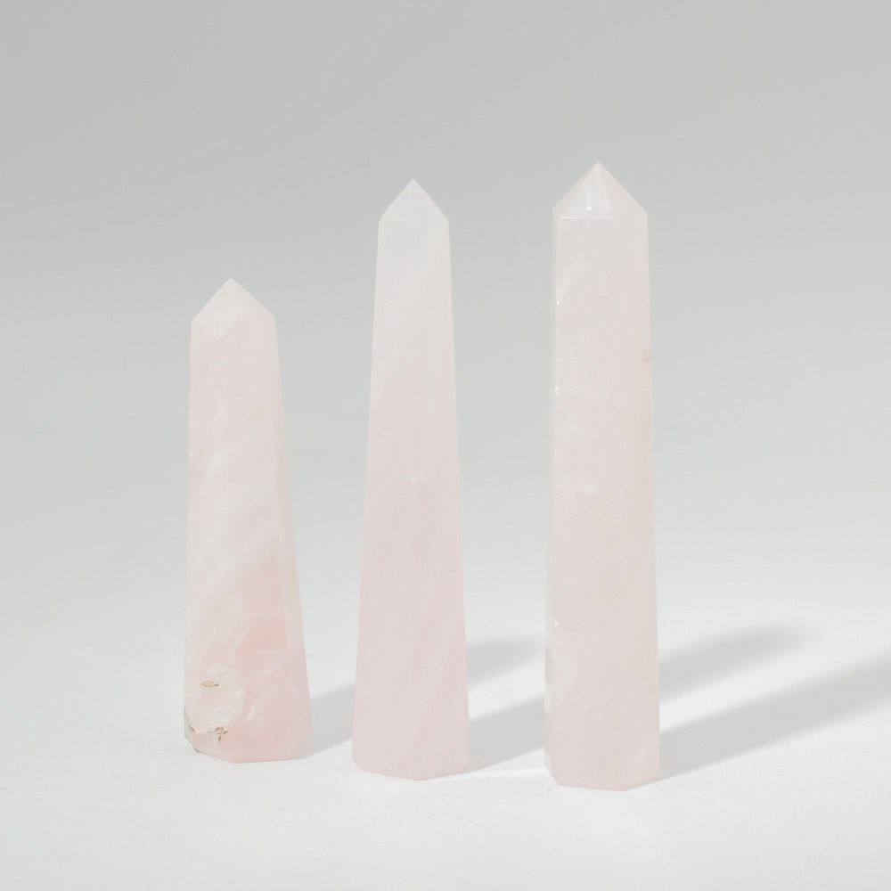 Pointe d'obélisque à six faces en pierre précieuse, environ 11 cm - Quartz rose
