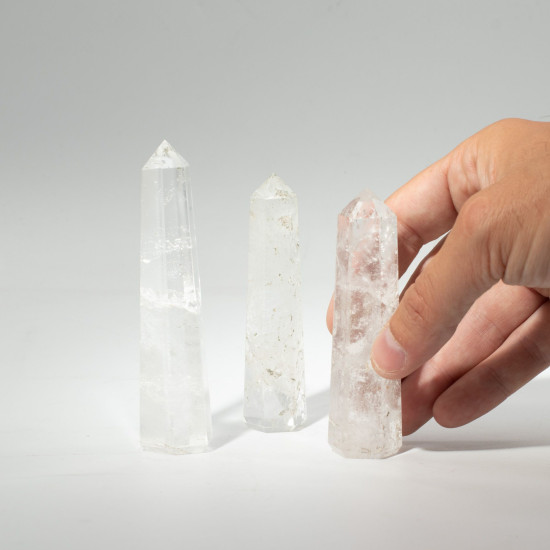 Pointe d'obélisque à six faces en pierre précieuse, environ 11 cm - Quartz clair