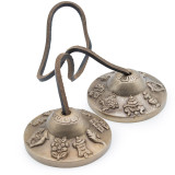 Tingsha tibétain en laiton de qualité supérieure - Symboles porte-bonheur - environ 6 cm (155 g)
