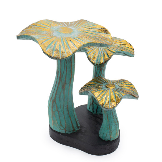 Petit champignon doré décoratif - 20 cm - Vert délavé