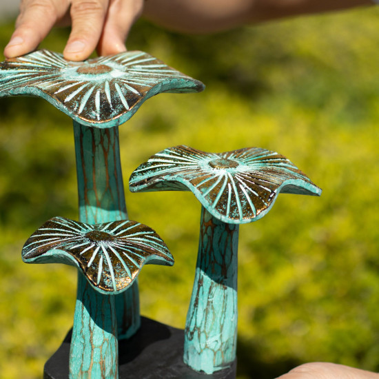 Petit champignon doré décoratif - 20 cm - Vert délavé
