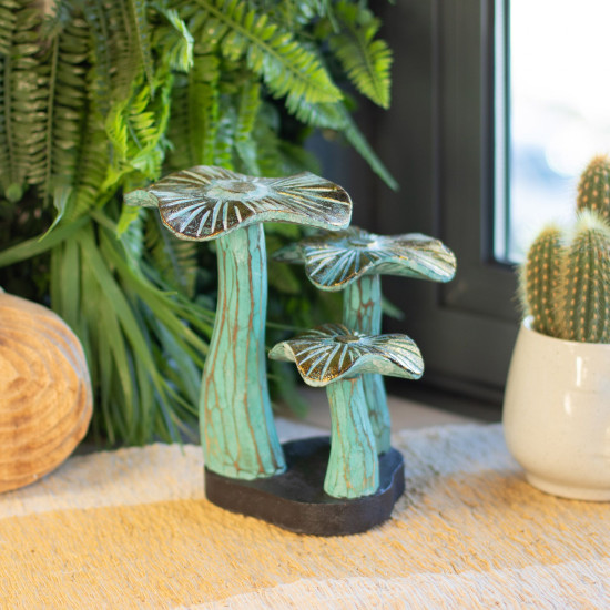 Petit champignon doré décoratif - 20 cm - Vert délavé