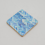 Lot de 4 sous-verres carrés - Rayures bleues