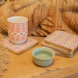 Lot de 4 sous-verres carrés - Joli motif floral