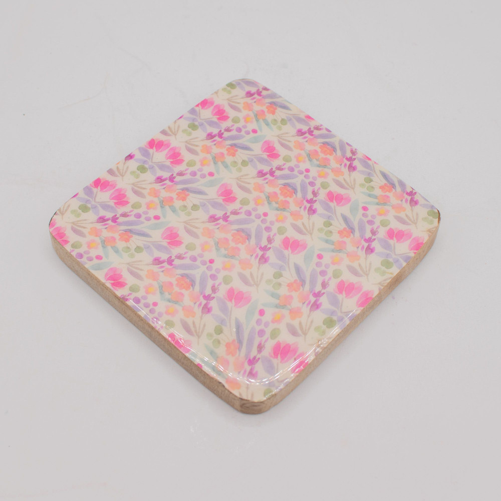 Lot de 4 sous-verres carrés - Joli motif floral