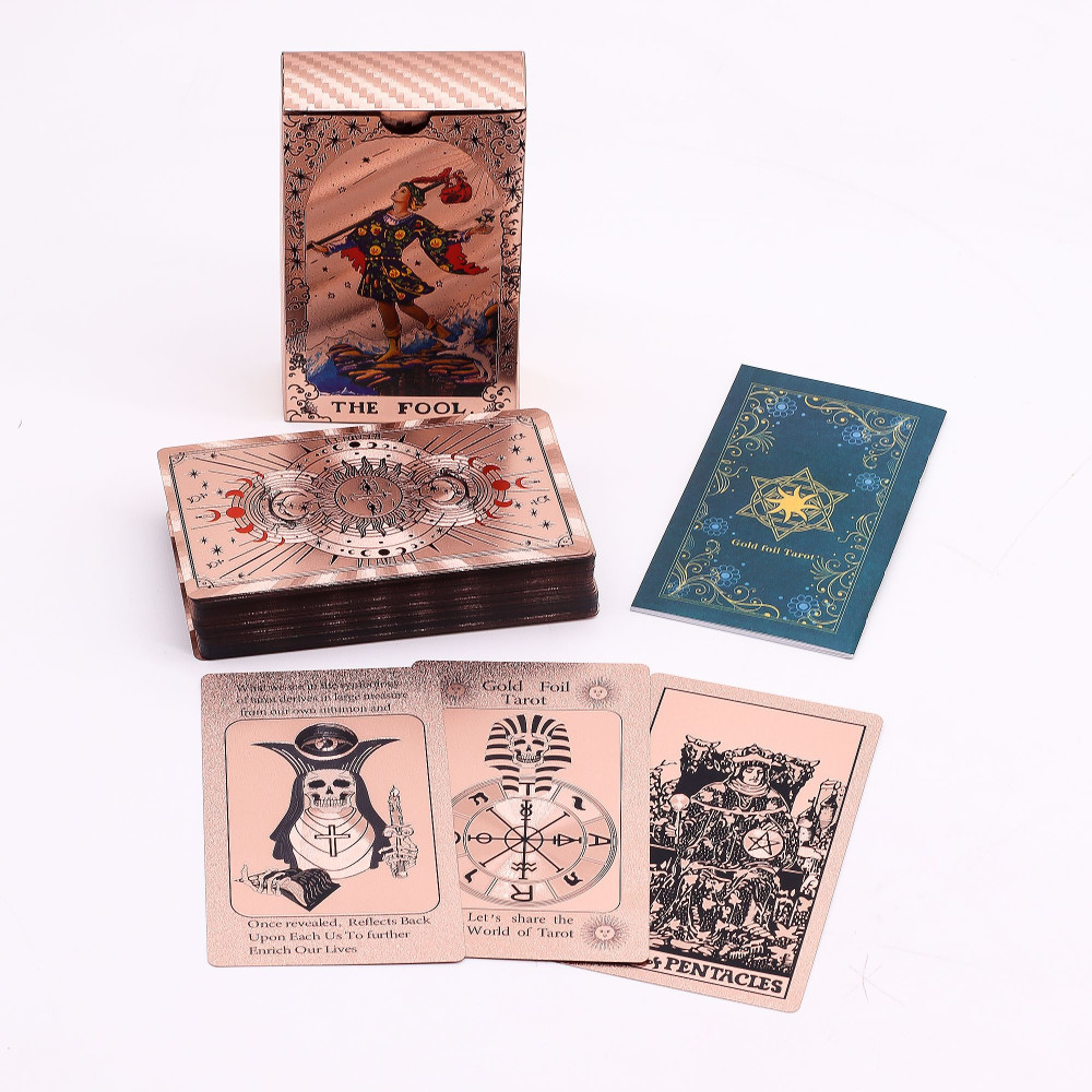 Jeu de cartes de tarot à feuille d'or rose - Phases de la lune - avec livret