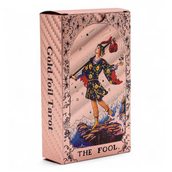 Jeu de cartes de tarot à feuille d'or rose - Phases de la lune - avec livret
