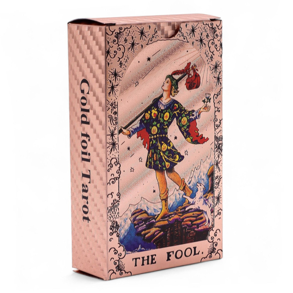 Jeu de cartes de tarot à feuille d'or rose - Phases de la lune - avec livret