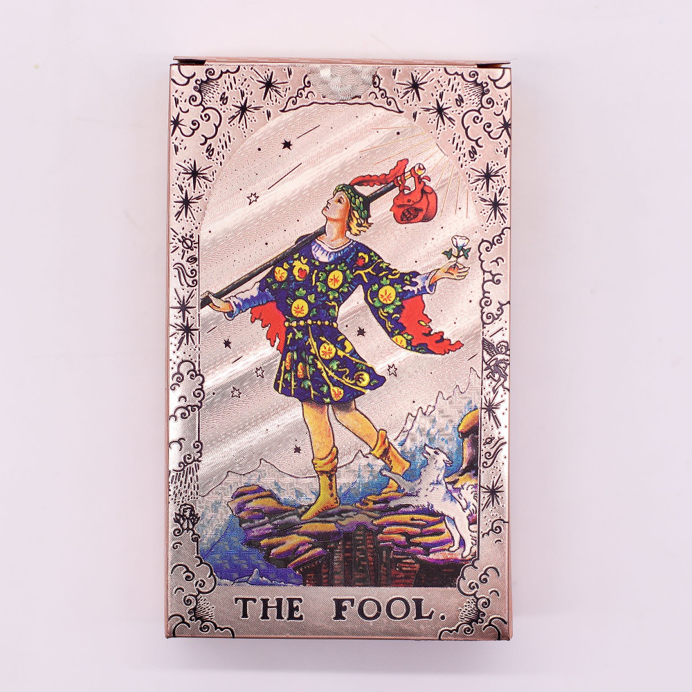 Jeu de cartes de tarot à feuille d'or rose - Phases de la lune - avec livret
