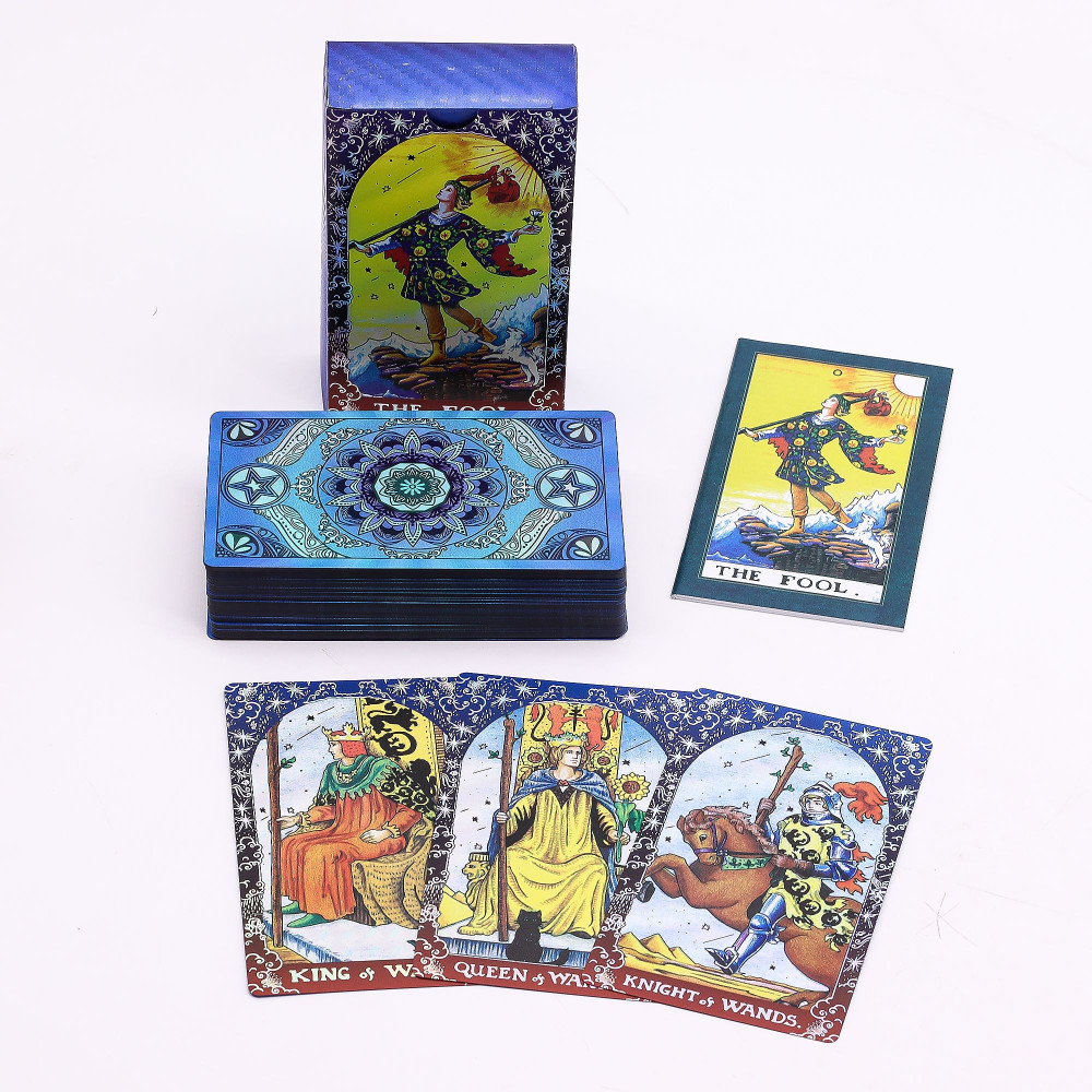 Jeu de cartes de tarot à feuille bleue - Mandala - avec livret