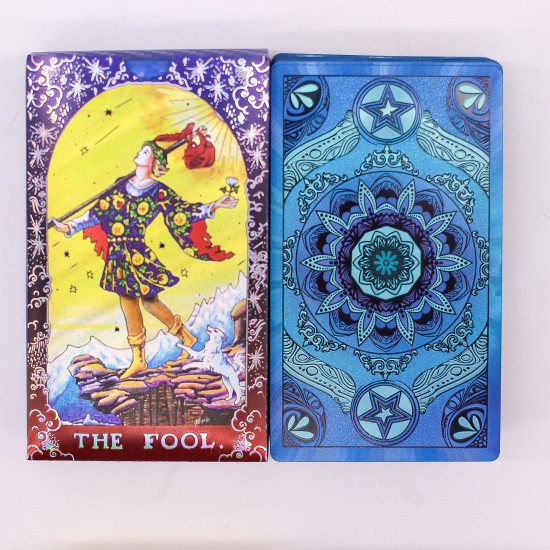 Jeu de cartes de tarot à feuille bleue - Mandala - avec livret