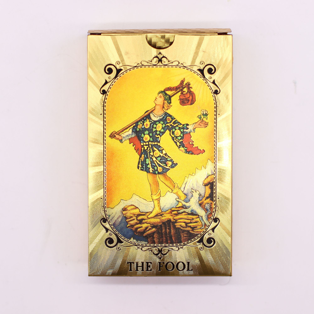 Jeu de cartes de tarot à feuilles bleues et dorées - L'Œil qui voit tout - avec livret