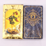 Jeu de cartes de tarot à feuilles bleues et dorées - L'Œil qui voit tout - avec livret