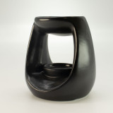Brûleur à huile Zen en céramique - Grand galet ovale - Noir mat