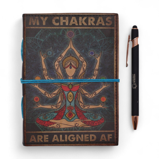 Carnet en cuir imprimé - Mes chakras sont parfaitement alignés - 17,8 × 12,7 cm
