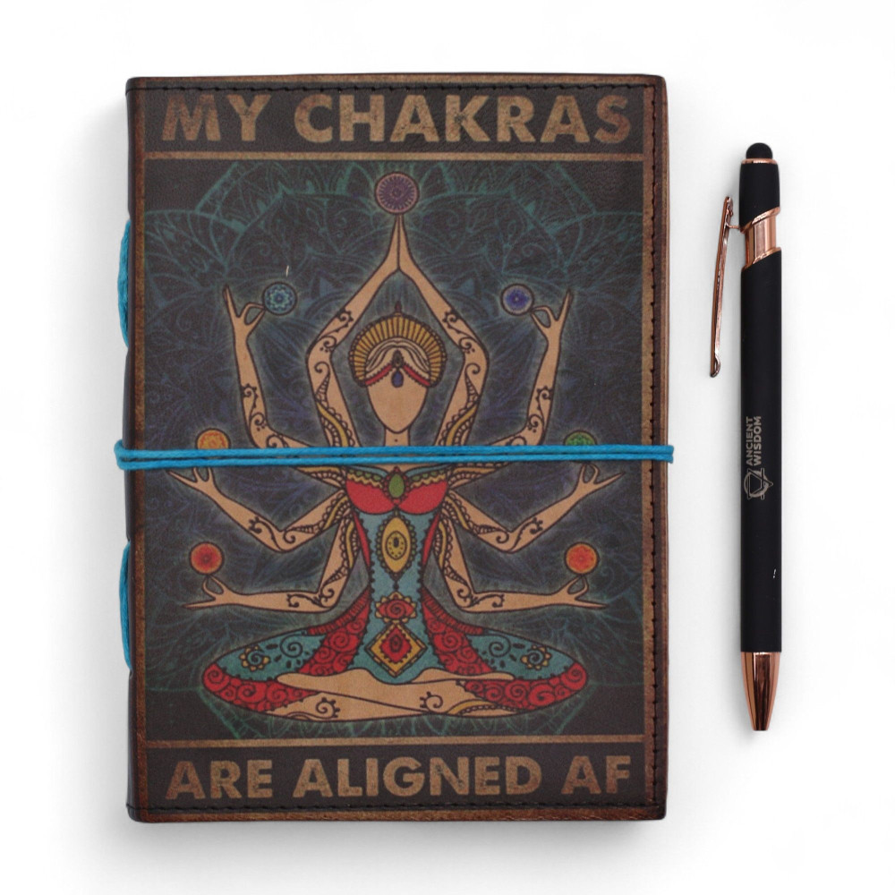 Carnet en cuir imprimé - Mes chakras sont parfaitement alignés - 17,8 × 12,7 cm