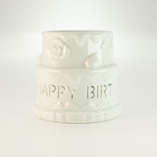 Brûleur à huile en céramique - Joyeux anniversaire - Blanc