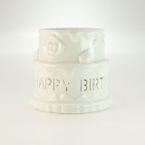 Brûleur à huile en céramique - Joyeux anniversaire - Blanc