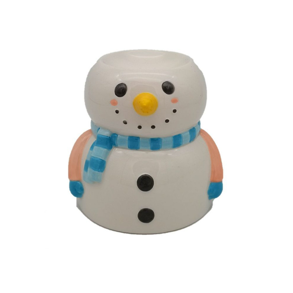Brûleur à huile de Noël en céramique en forme de bonhomme de neige
