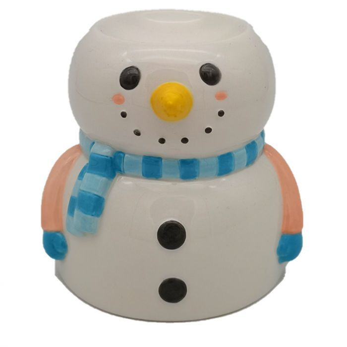 Brûleur à huile de Noël en céramique en forme de bonhomme de neige