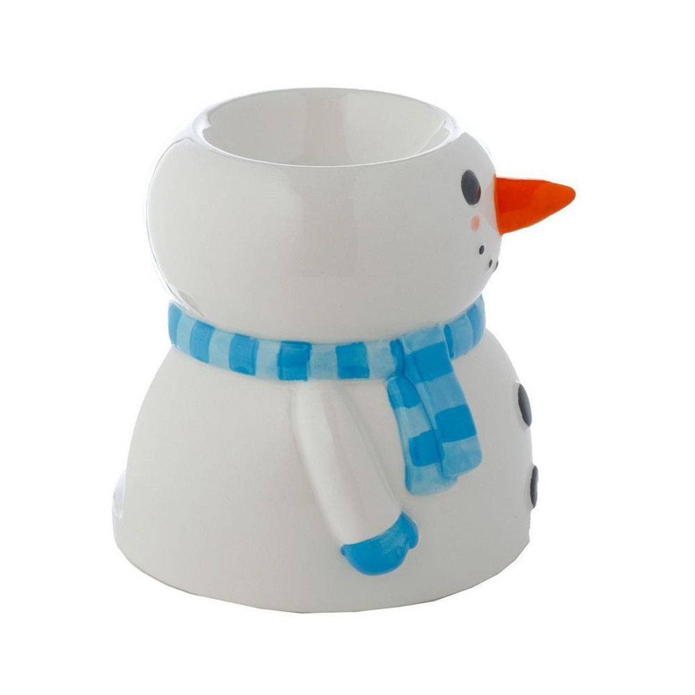 Brûleur à huile de Noël en céramique en forme de bonhomme de neige
