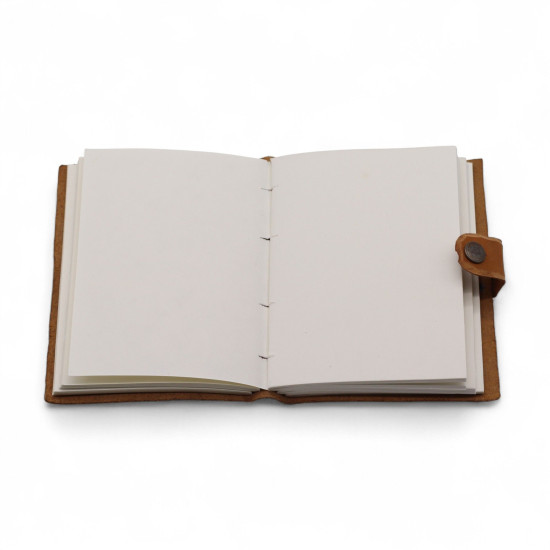 Carnet en cuir gaufré - Motif floral beige - 17,8 × 12,7 cm