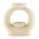 Brûleur d'huile Zen en céramique - Grand galet ovale - Blanc cassé moucheté