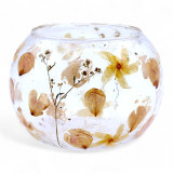 Verre à motif floral naturel - Grand bougeoir en forme de bol - Rosa - (12x13cm)