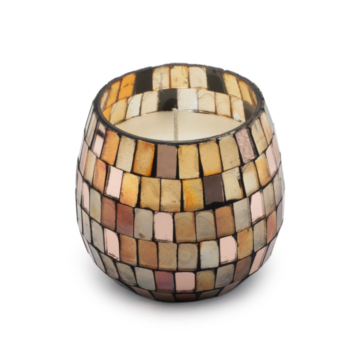 Bougies en petit pot de verre - Mosaïque Ambre