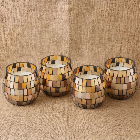 Bougies en petit pot de verre - Mosaïque Ambre