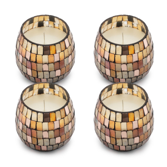 Bougies en petit pot de verre - Mosaïque Ambre