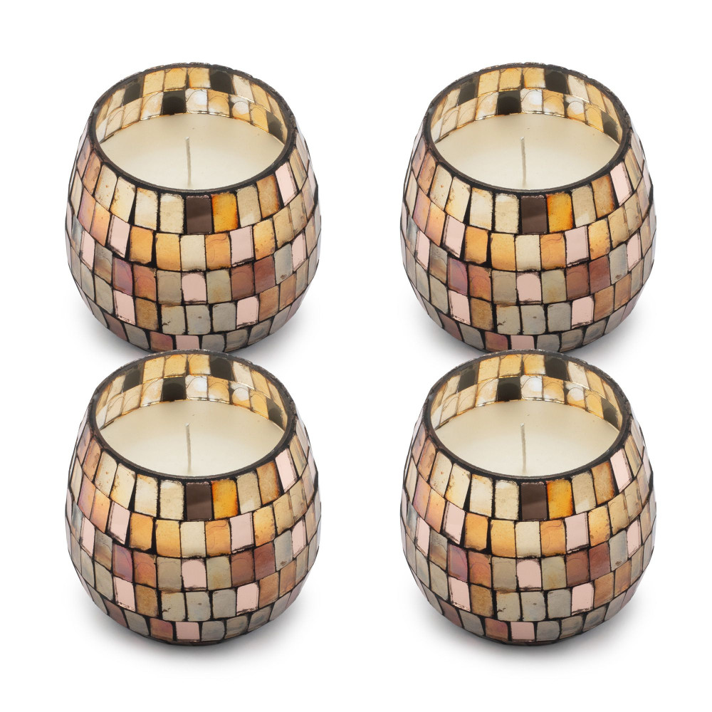 Bougies en petit pot de verre - Mosaïque Ambre