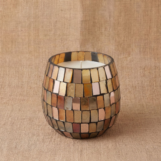 Bougies en petit pot de verre - Mosaïque Ambre