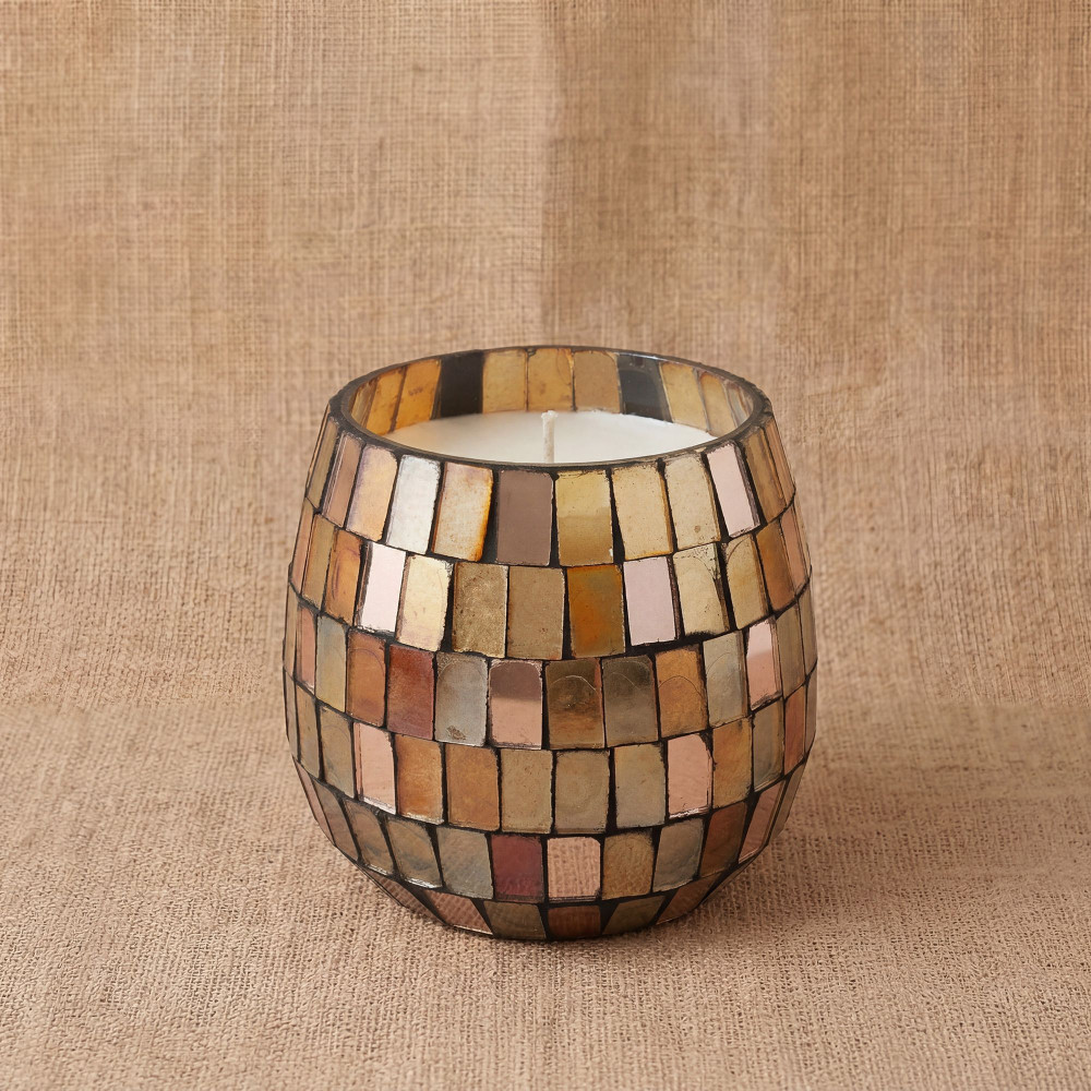 Bougies en petit pot de verre - Mosaïque Ambre